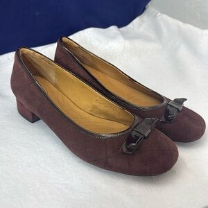 Plum Low Heels with Bow